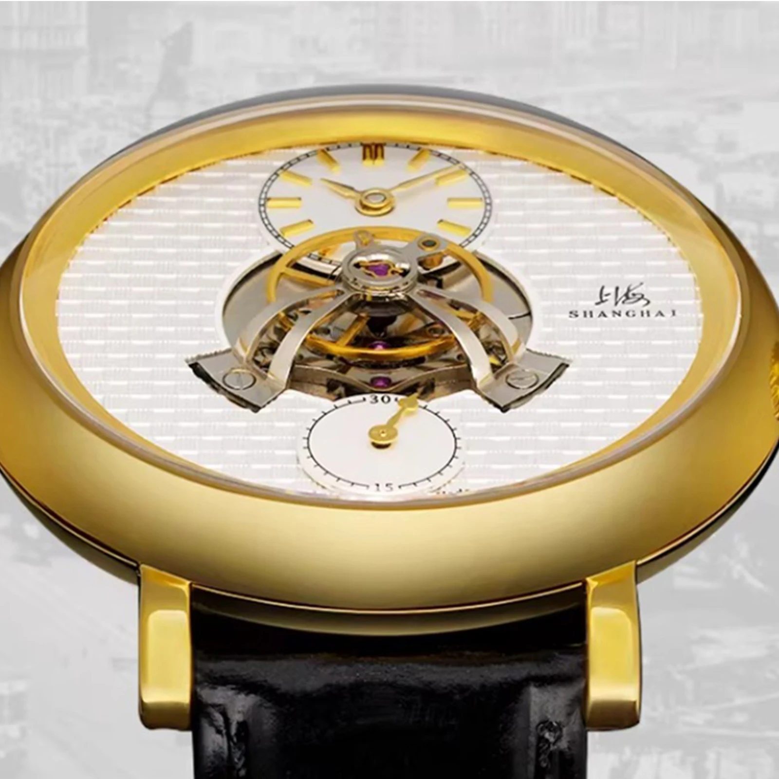 SHANGHAI Watch THE BUND Collection Men's Mechanical Watches Sky Dome Central Rotor Automatic Watch 43mm Case Sapphire Glass 820