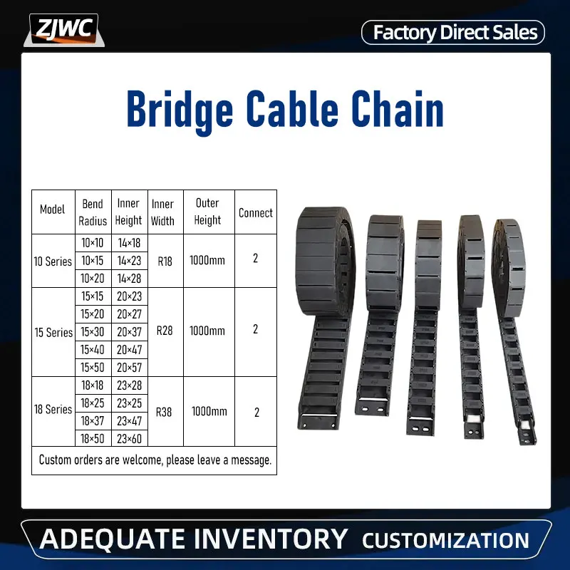 Bridge Cable Chain Bend Radius R18/R28/R38 Length 1000mm Wire Transmission Carrier Plastic Drag Towline For 3D Printer