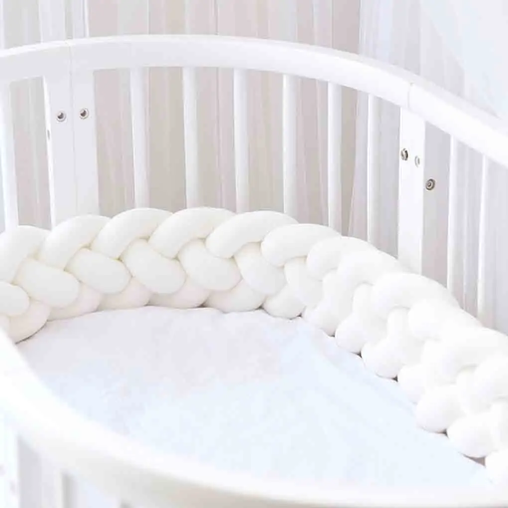 2.2meters Baby Bumper Bed Braid Knot Pillow Cushion Bumper for Infant Crib Protector Cot Bumper Baby Bed Bumper Infant Cradle Pi