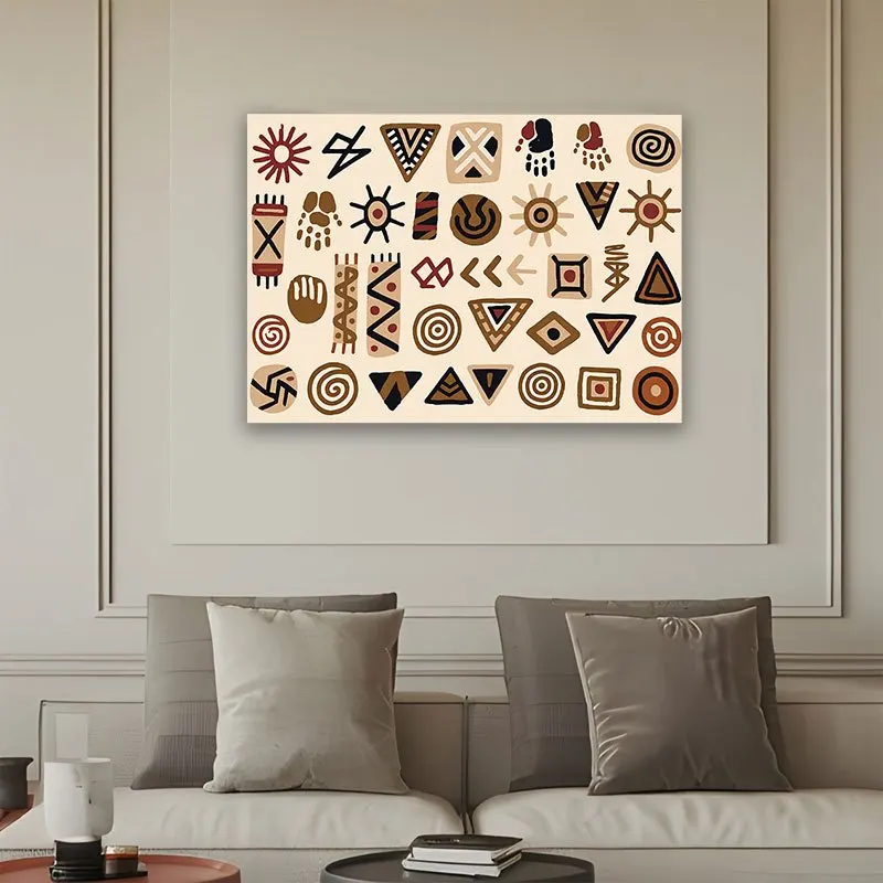Ethnic Boho Geometric Tribal Pattern Wall Tapestry Canvas Home Decor Bohemian Artwork Boho Room Art