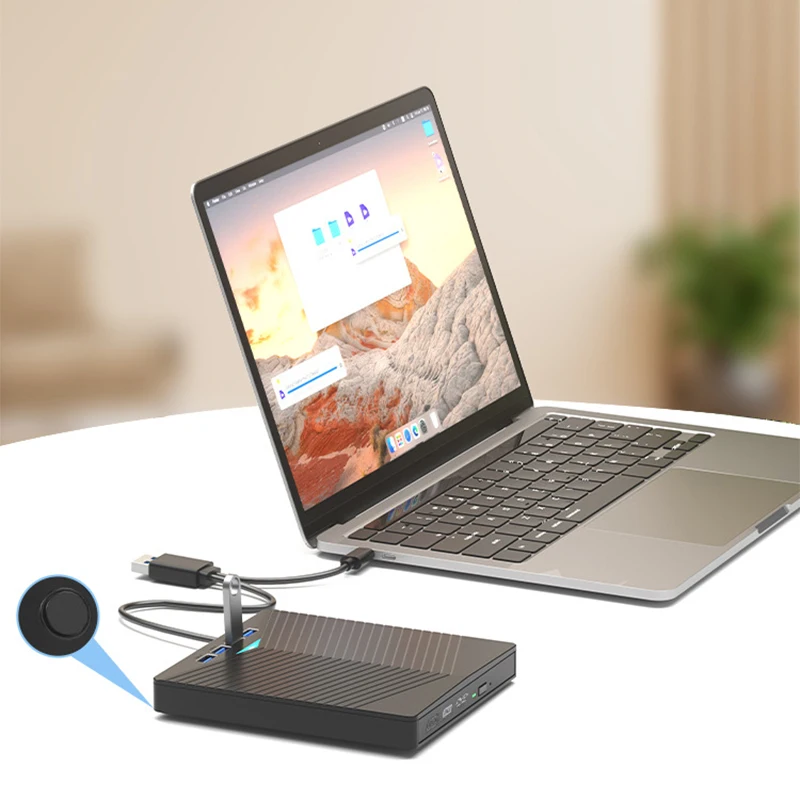 Brand-new USB 3.0 Type-C External Blu-ray Drive with SD/TF Card Slot, 7-in-1 Support for CD/DVD/VCD Reading and Writing, Compati