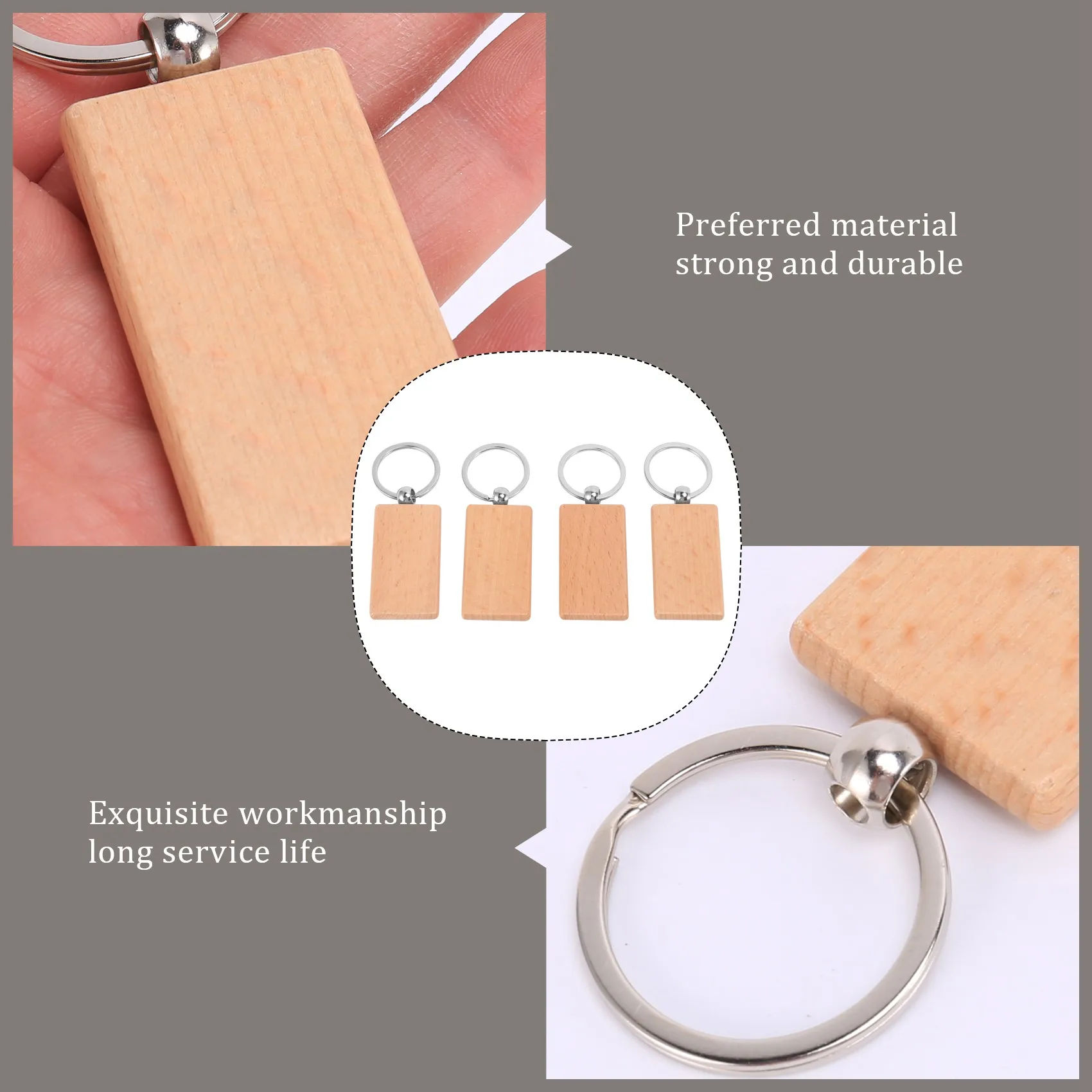 

Suitable 60Pcs Blank Rectangle Wooden Key Chain Diy Wood Keychains Key Tags Can Engrave Diy Gifts