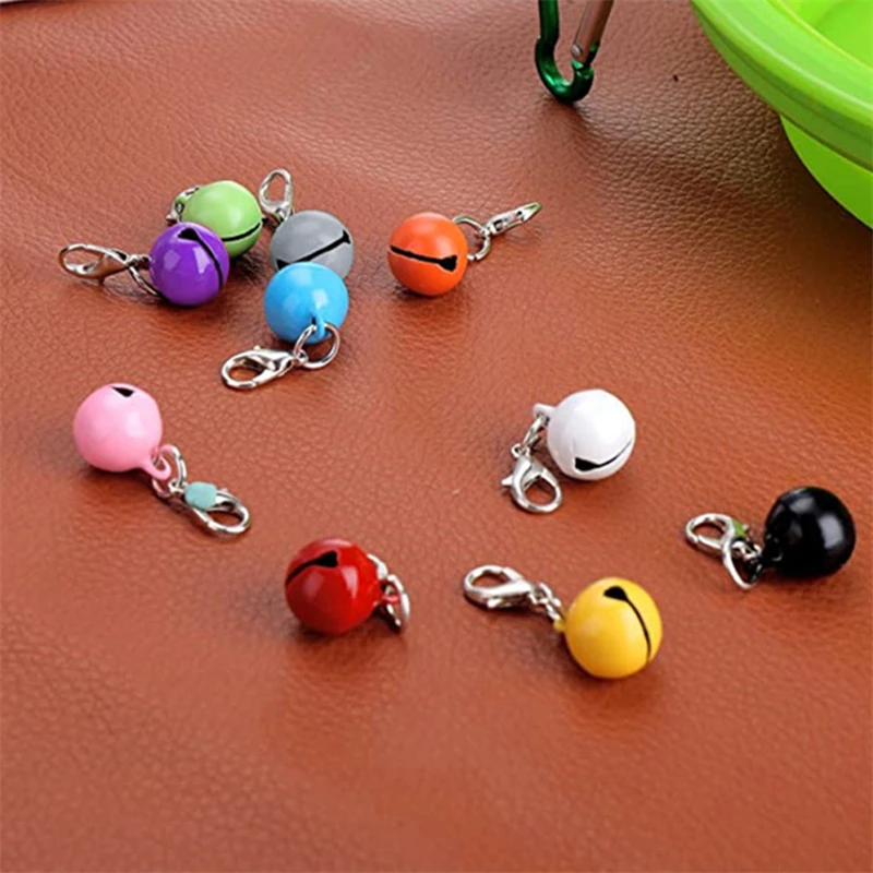 10PCS Pet Collar Hanging Bell Decor Lobster Clasp Keychain Colorful Bell DIY Pet Collar Decoration Multi-function Accessories