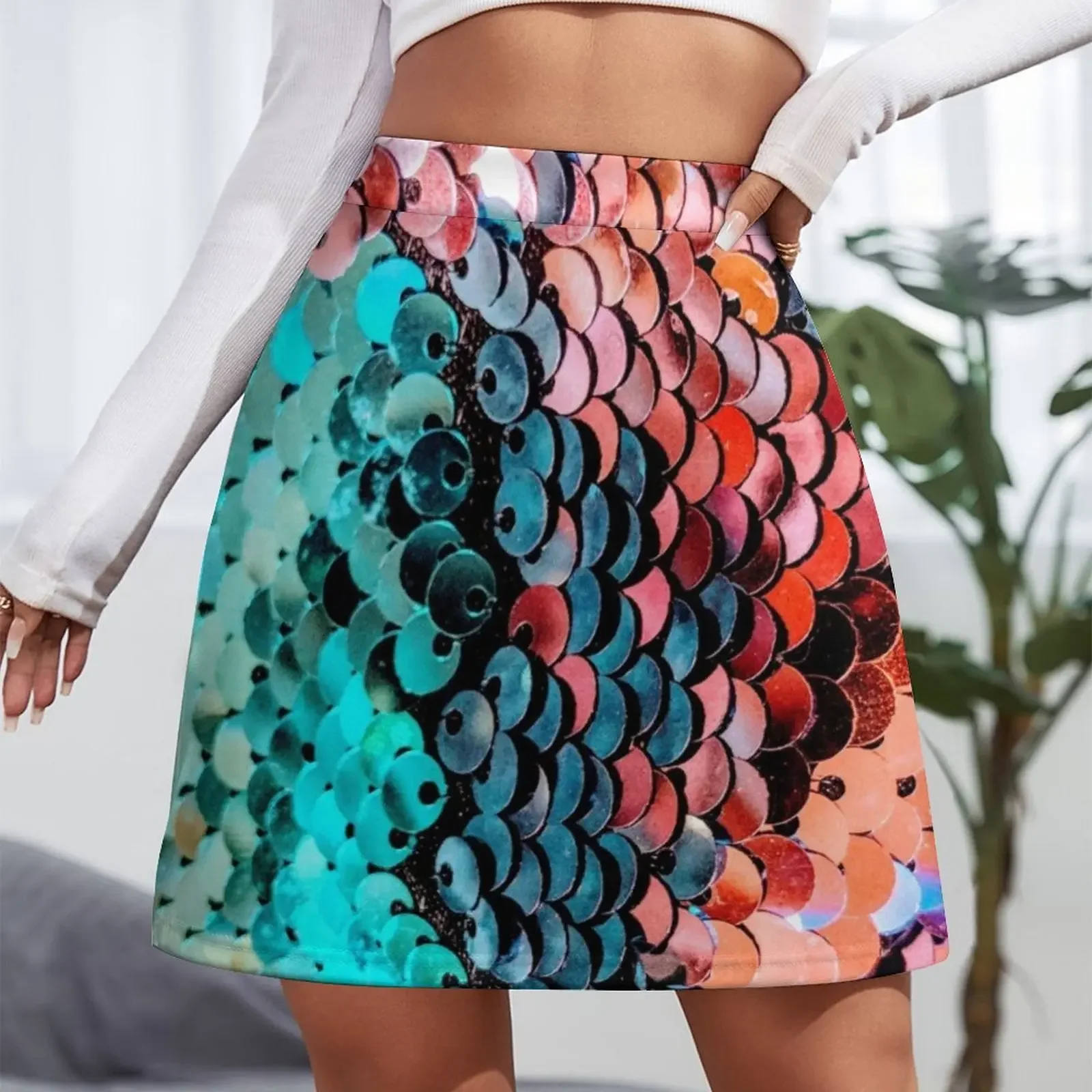 Colorful Sequins Mini Skirt skirt set Summer women's clothing kawaii skirt 90s vintage clothes