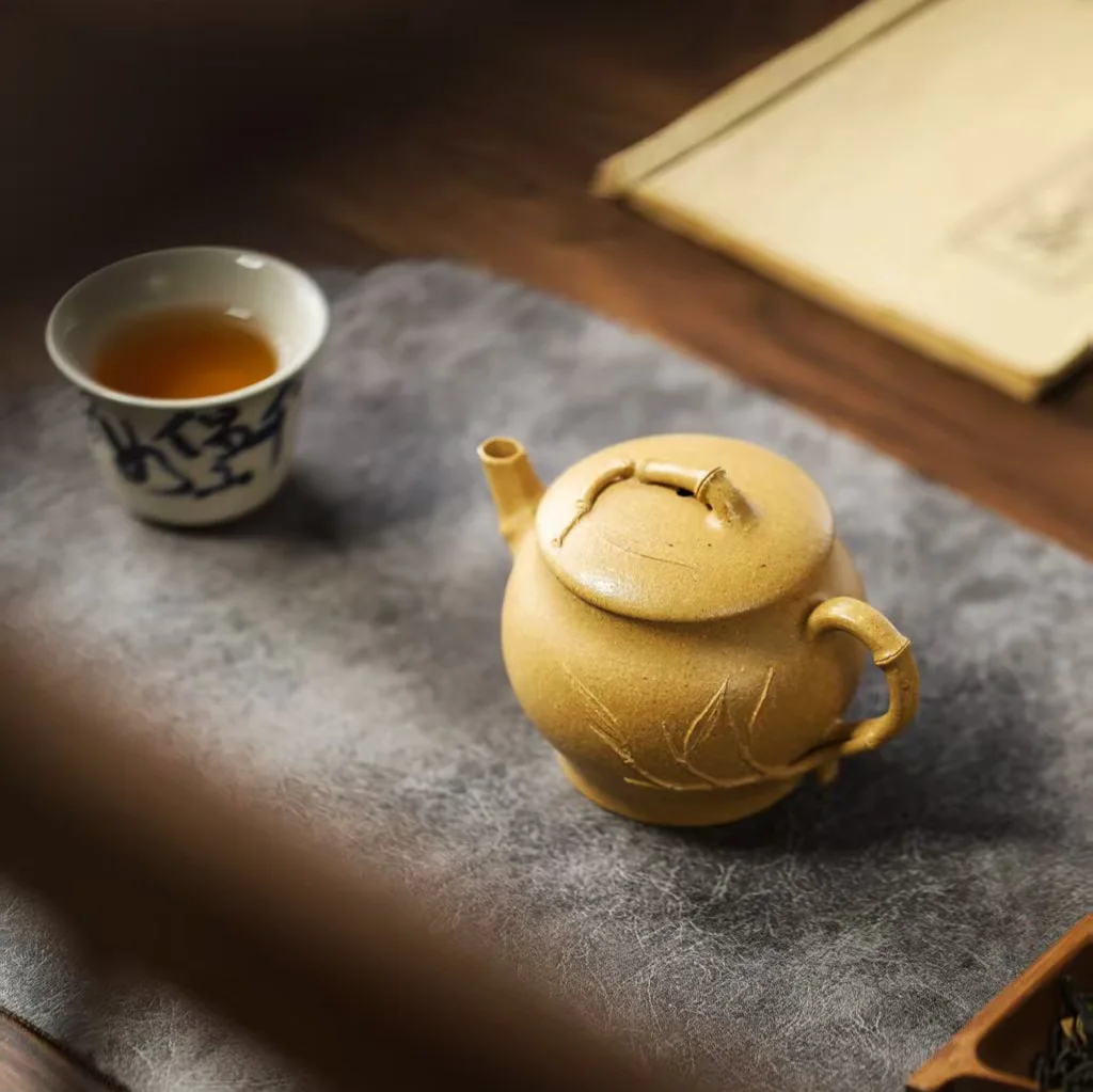 High Quality Real Yixing Jasaho Zisha Clay Teapot Pot Descending Slope Mud Handmade Bamboo Gentleman Egg-Shell Porcelain Sketch