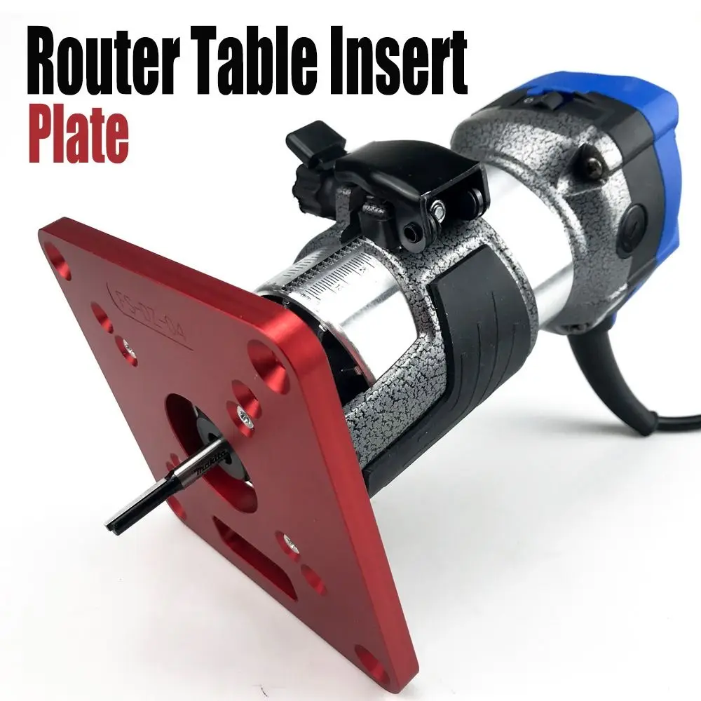 Universal Square Router Table Insert Plate Aluminium Flip Plate Router Lift Easy Install Red Trimming Machine Guide Bushings