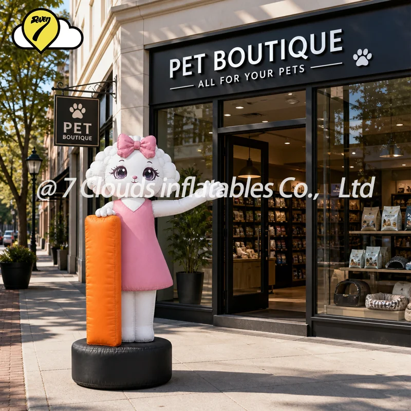 3M Custom Mascot Golden Retriever Waving Hand Inflatable Dog Air Dancer Model for Pet Hospital Advertising for Pet Grooming Shop