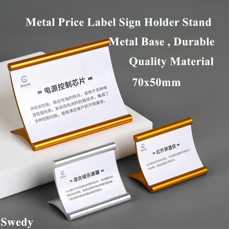 70x50 مللي متر L شكل حامل علامة الألومنيوم عرض موقف ساعة مجوهرات سعر صغير تسمية حامل ورقة اسم بطاقة العلامات تذكرة تسجيل الوقوف