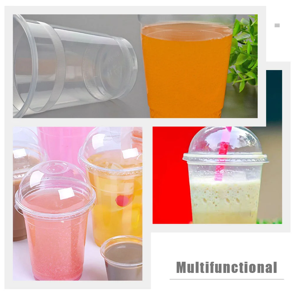 40/50pcs 460/600ml Disposable Transparent Plastic Cups Milk Tea Juice Cold Drink Smoothie Beverage Cups With Lids