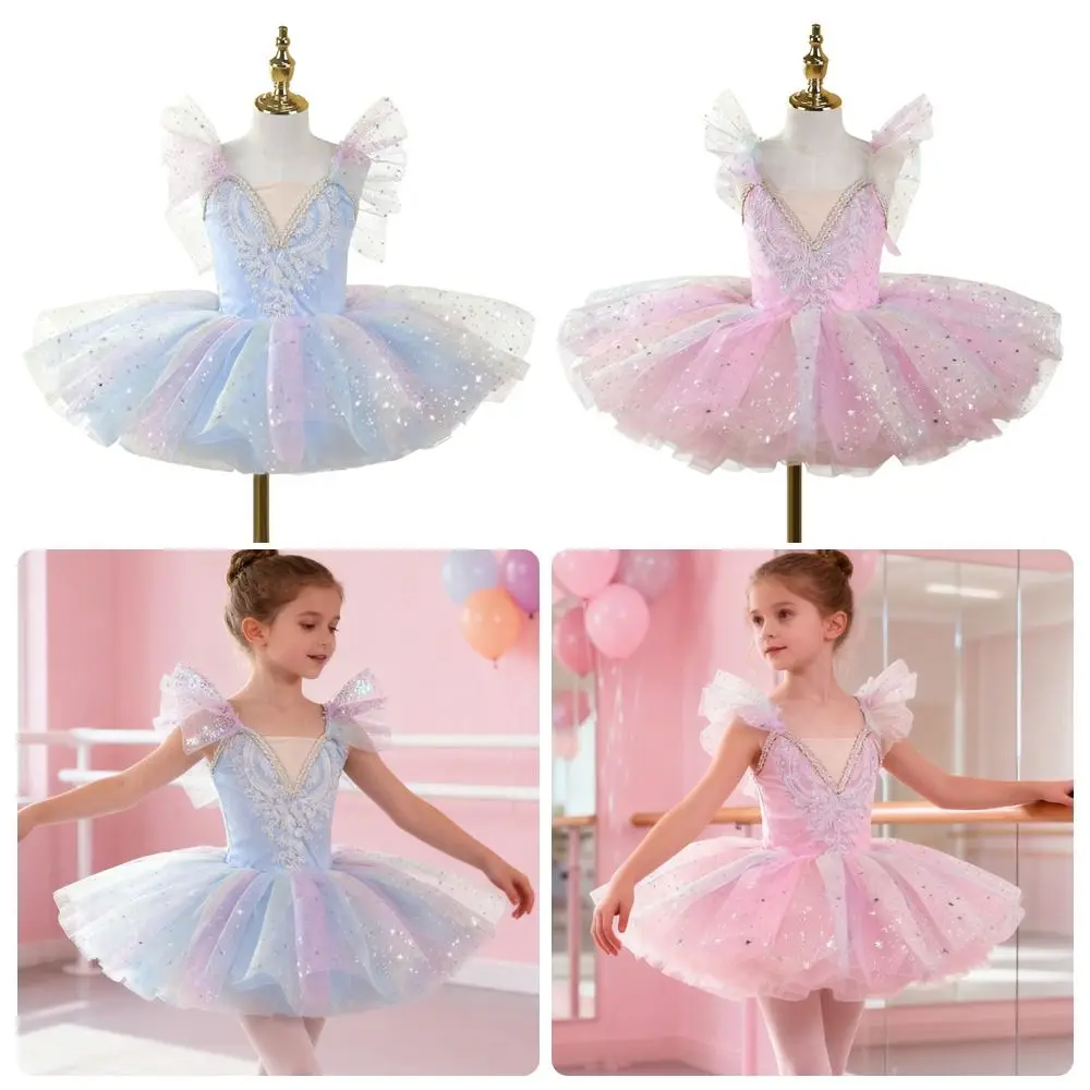 Mode pailletten kinderen balletjurk gezwollen feestjurk prestatiekleding moderne prinsessenjurk dans
