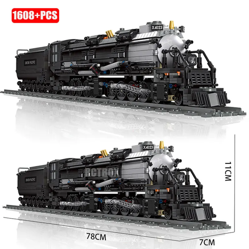 Classic Technical Train Buildings Blocks Big Boy Steam Locomotive Railway Tracks Sets DIY Kids Toys For Birthday Christmas Gift