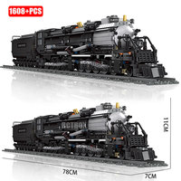 Classic Technical Train Buildings Blocks Big Boy Steam Locomotive Railway Tracks Sets  DIY Kids Toys For Birthday Christmas Gift