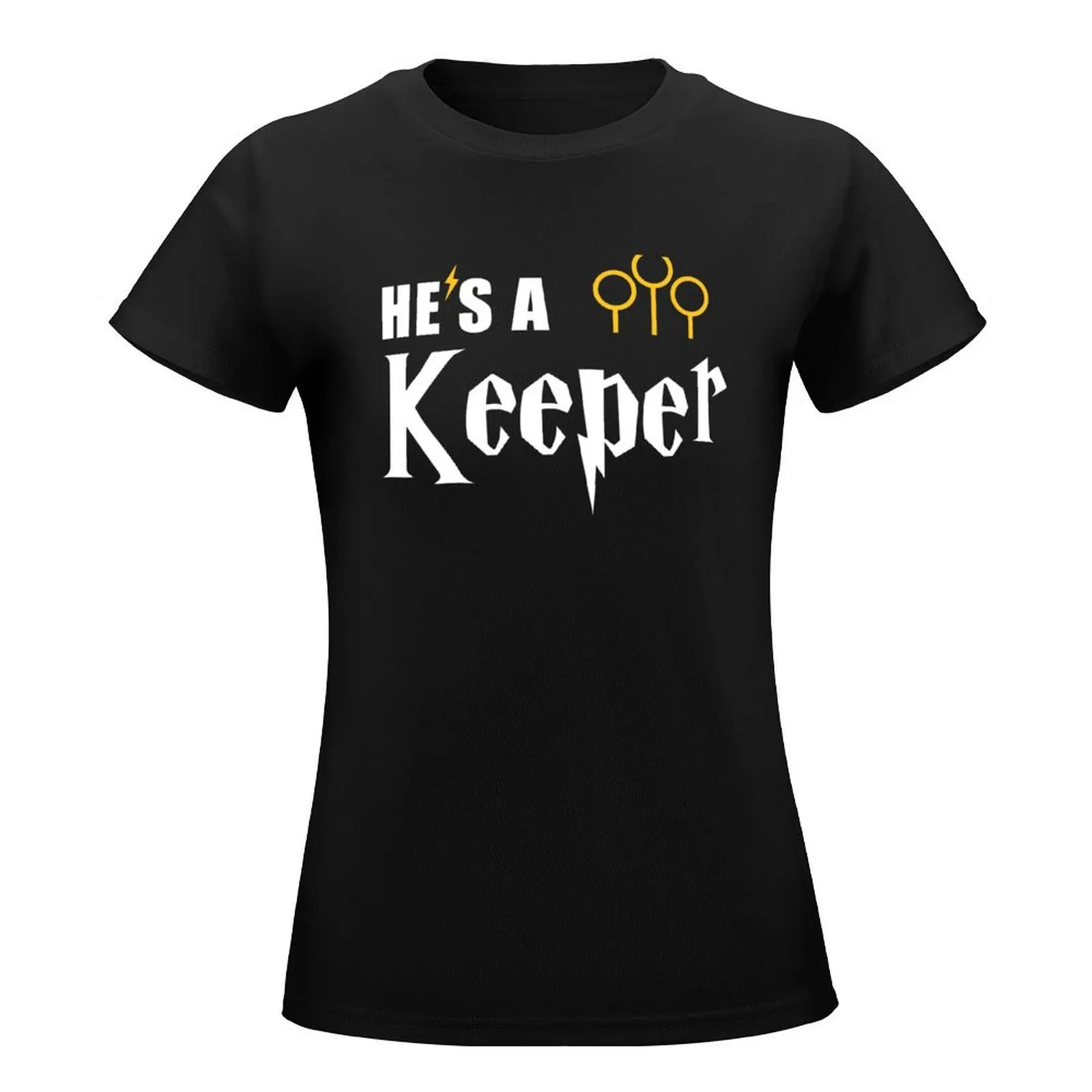 Funny He's A Keeper - Cute Couples Statement T-Shirt aesthetic clothes Short sleeve tee workout t shirts for Women