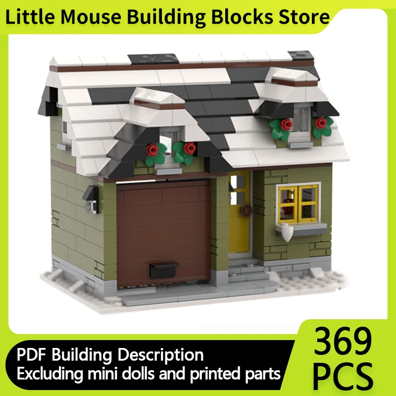 

City Street View Model MOC Building Bricks Urban Area Winter House Modular Technology Gifts Holiday Assemble Children Toys Suit