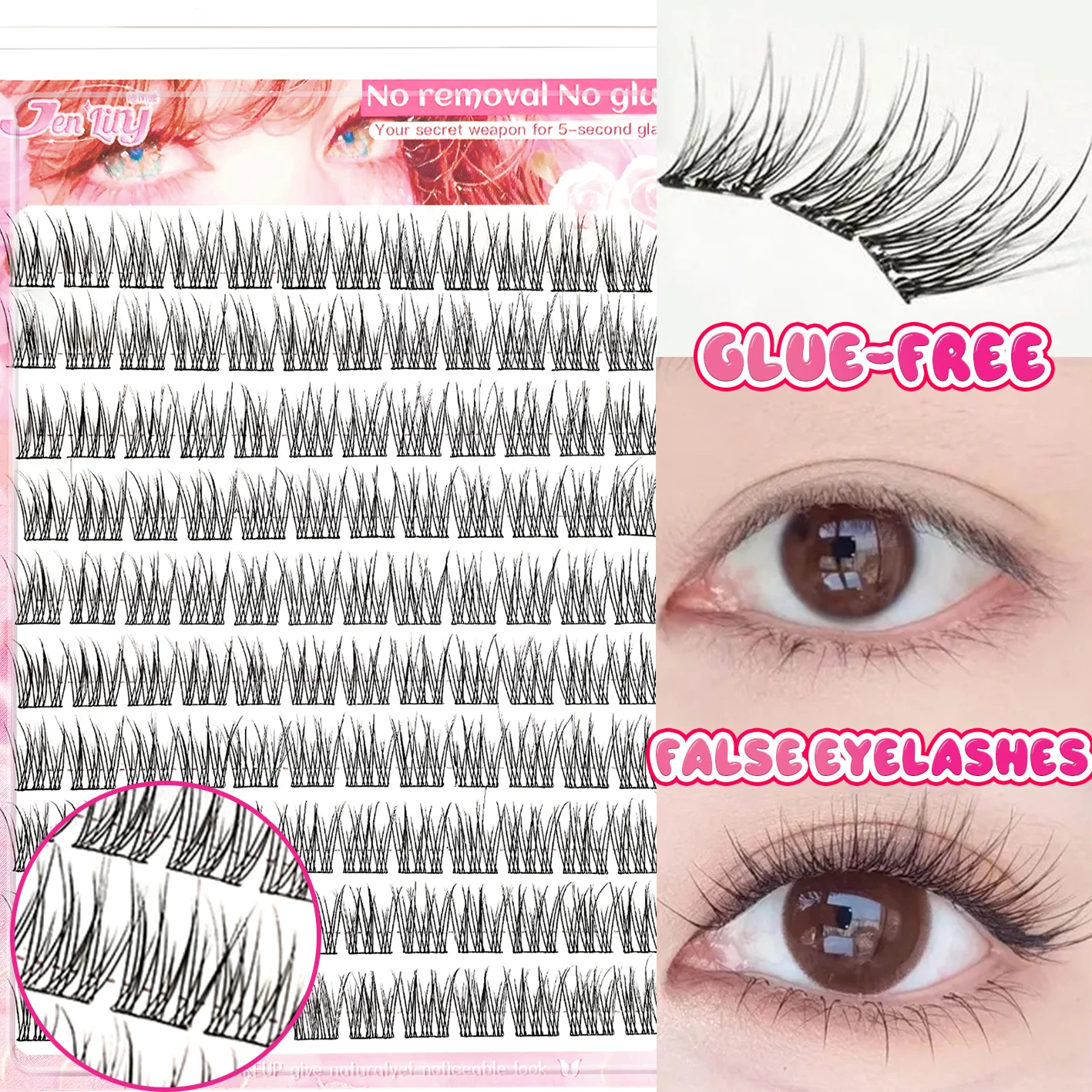 Daily Lash Win: Korean-Style False Lash Extension Kit with 120 Self-Adhesive Clusters – Soft, Natural & Ready in Seconds!