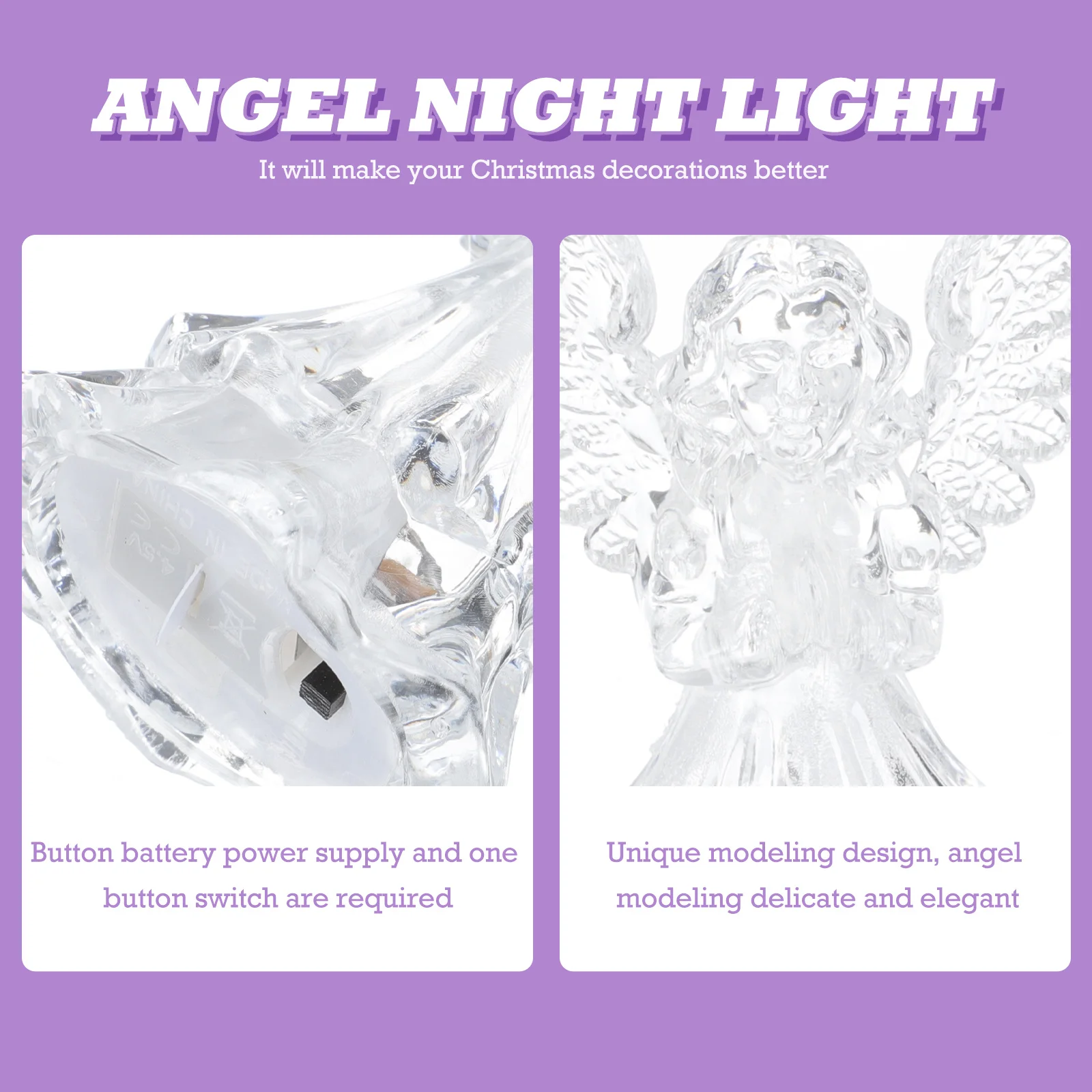 

5pcs Night Lamp Luminous Angel Decor Acrylic Angel Shaped Lamp Christmas Light For Home Bar Party Xmas Gift Decorative Light