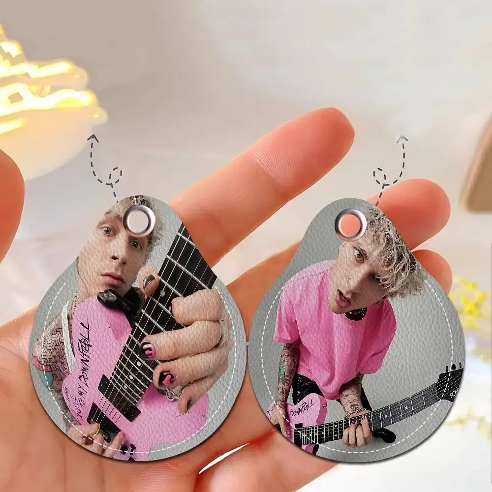 I Love MGK Women Mini PU Leather Case Keychain Access Card Bag Key Tag Ring Mini Badge Key Ring Door Lock Tags