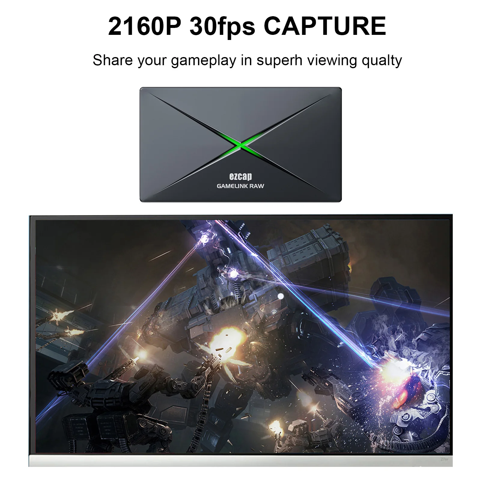 ezcap333 GAMELINK RAW 4K HD Video Capture Card Type-C USB3.0 Video Capture Box Up to 2160p 30fps Game Live Streaming Recorder