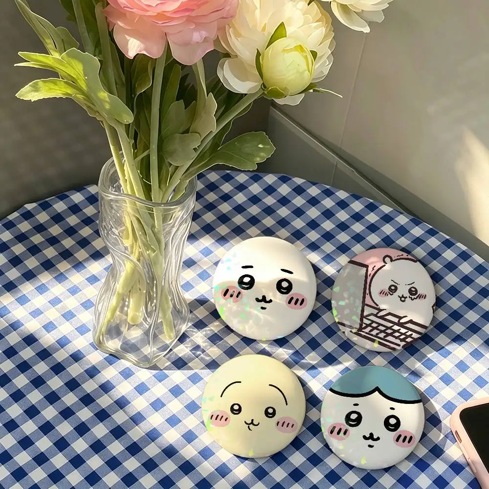 C-Chiikawa Cartoon Meme Funny Laser Badge Pins Handmade Brooches for Backpack Gifts Bag Decor Fans Collect