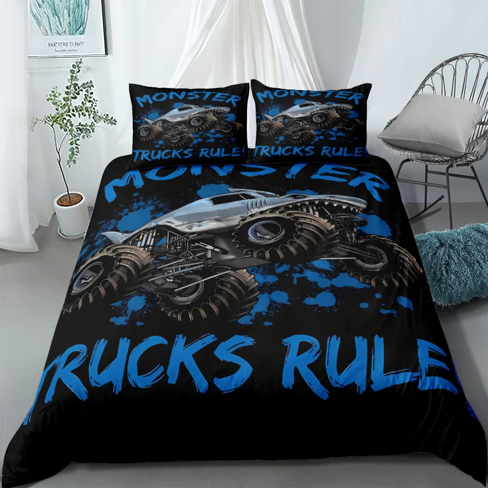 Monster Truck Children Duvet Cover Set King Queen Double Full Twin Single Bed Linen Set