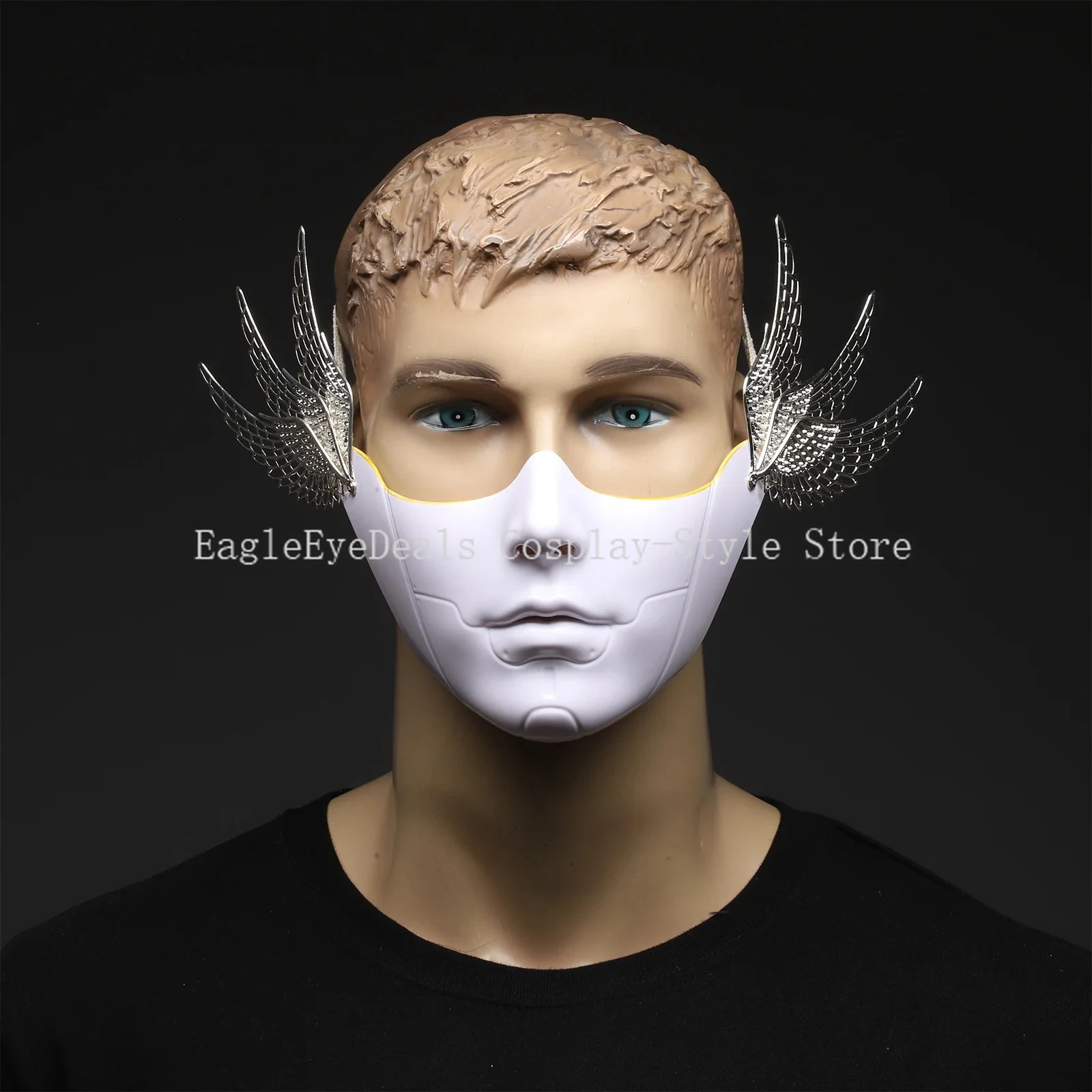 Mechanical Half Face Mask คอสเพลย์หมวกกันน็อก Prop สุนทรียศาสตร์เทคโนโลยี Cyberpunk Carnival ฮาโลวีน Props Unisex หน้ากากตกแต่ง