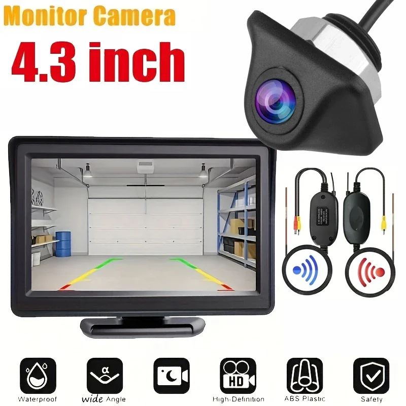 Wireless Car Backup Camera Easy Installation, 4.3\'\' Rear View Monitor With Night Vision Camera Kit For Car Pickup Truck Minivan