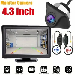 Wireless Car Backup Camera Easy Installation, 4.3'' Rear View Monitor With Night Vision Camera Kit For Car Pickup Truck Minivan