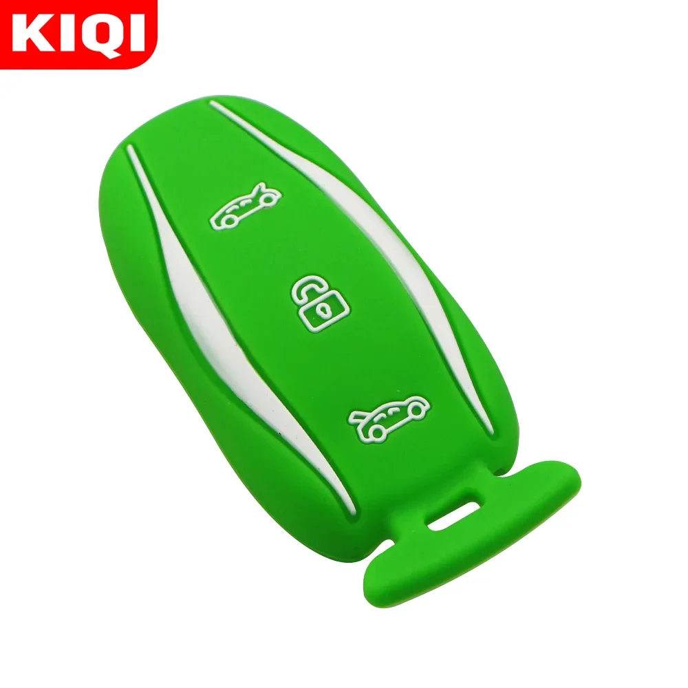 KIQI Silicone Key Cover Remote Fob Pocket for Tesla Model S 3 X Key Covers Case Holder 75D 90D P100D Keychain Car Styling