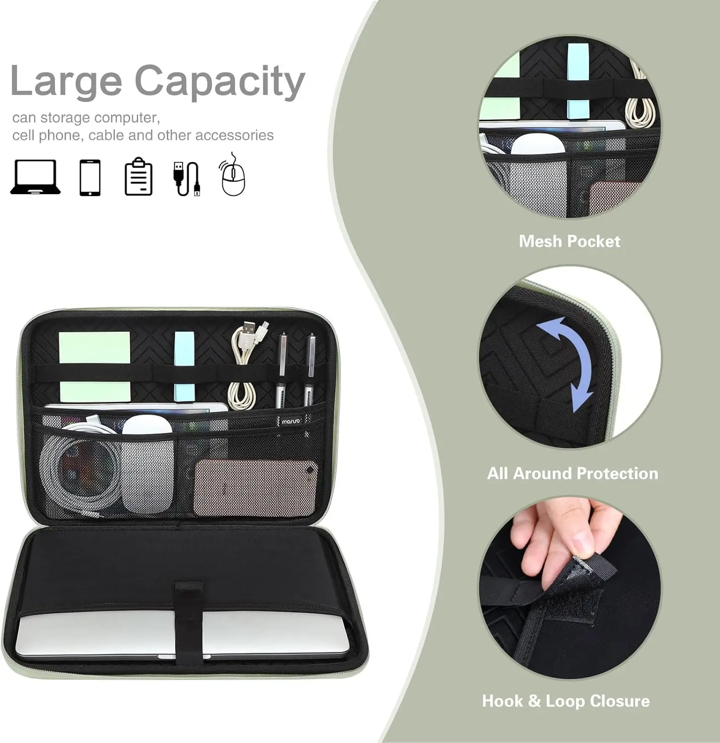 MOSISO Laptop Shoulder Bag Compatible with MacBook Pro 14 inch Waterproof Shockproof Carrying Case Bag Antique Green