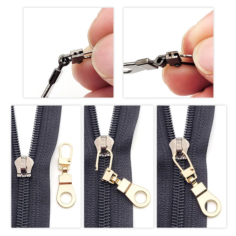 5pcs Metal Zippers Silder Nylon Zips Jacket Bag Purse Pockets Repair Zippers Heads Repair Kits DIY Garment Sewing Accessories