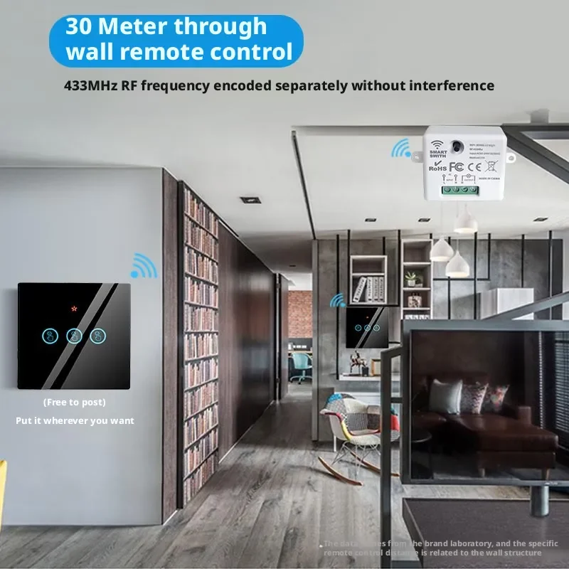 Tuya Smart Touch Switch Alexa Voice Control Wifi Intelligence Home App Remote Control With Timer Function Wall Switch Ac85-265v