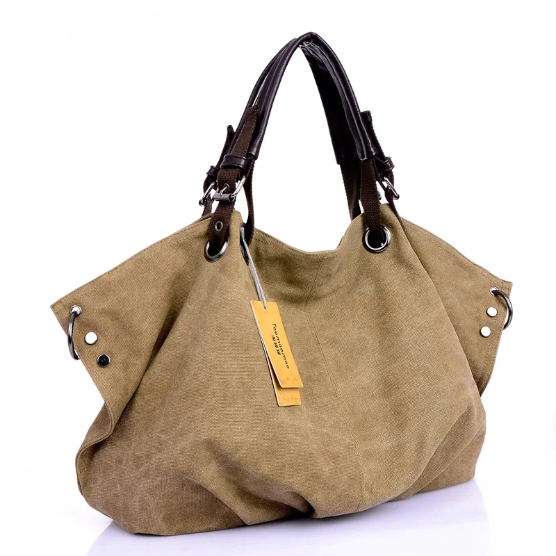 Frauen Leinwand Messenger Bags Weiblichen Umhängetaschen Solide Schulter Tasche Mode Lässig Designer Weiblichen Handtasche Große Kapazität Tote – Detail 2