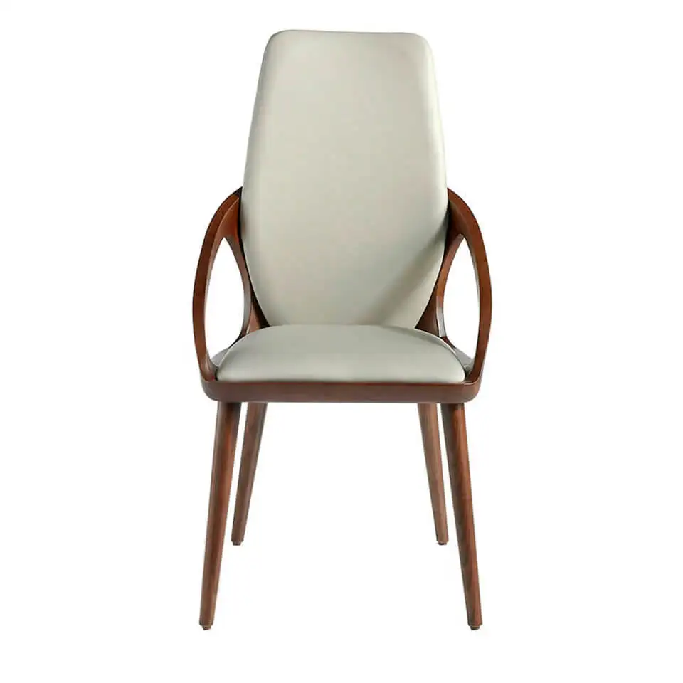 Chair 4066 Angel Cerdá-dining chair upholstered in leatherette. Structure and legs made of solid wood of walnut color ash.