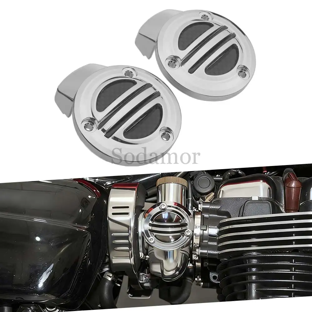 ل انتصار Bonneville T120 T100 بوبر Thruxton 1200 Speedmaster 2017-أحدث 1 زوج دراجة نارية كروم مضلع خنق يغطي عدة #1