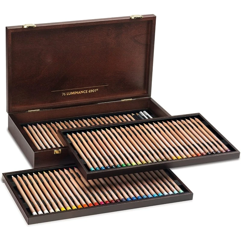 MATERIALS Caran D'ache Luminance Colored Pencil Sets Set of 80 Wood Box (6901.476)