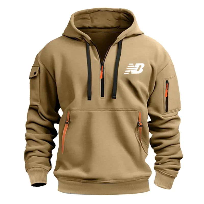 

High-quality outdoor fitness sweatshirts for men, warm and loose pullovers, autumn fashion jogging multi-pocket sweatshirts