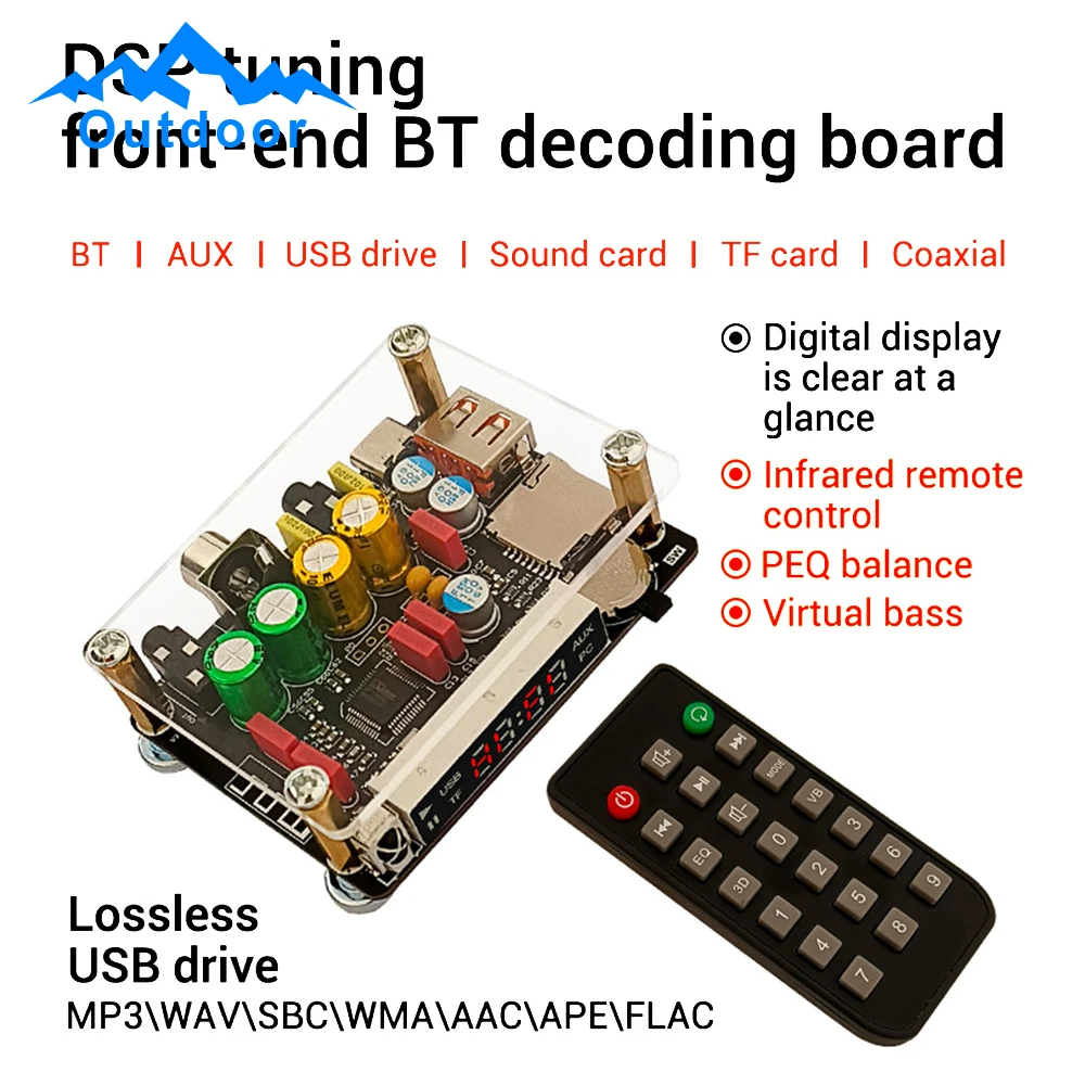 ZK-DAM-K1 DC5V DSP Tuning Preamp Bt Decoder Board Non-Destructive Fever U Disk Coaxial Sound Card TF Decoding Board TYPE-C