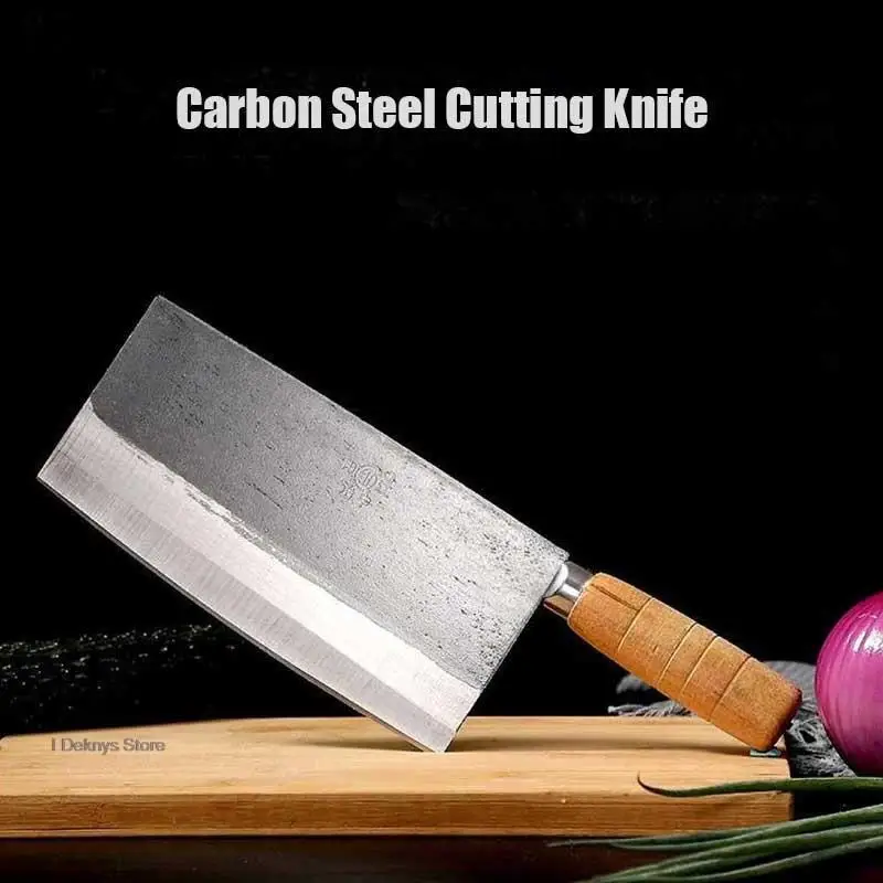 Kitchen Cleaver Slicing Chopping Knife Carbon Steel Hand Forged Knives Professional Steel Boning Meat Knife Chinese Butcher