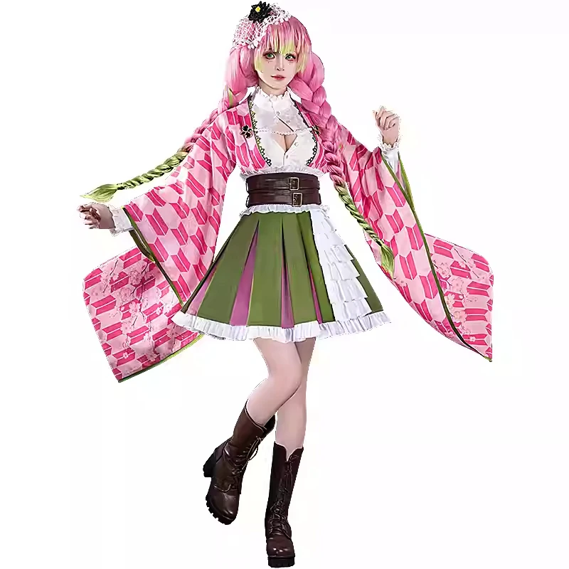 جديد Mooyiyi cos Kanroji Mitsuri تأثيري حلي هالوين عيد الميلاد لعب الأدوار حفلة المعرض الهزلي لعبة أنيمي مثير زي