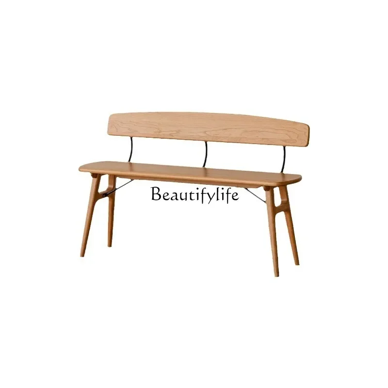 

Nordic solid wood bench Japanese simple cherry back chair