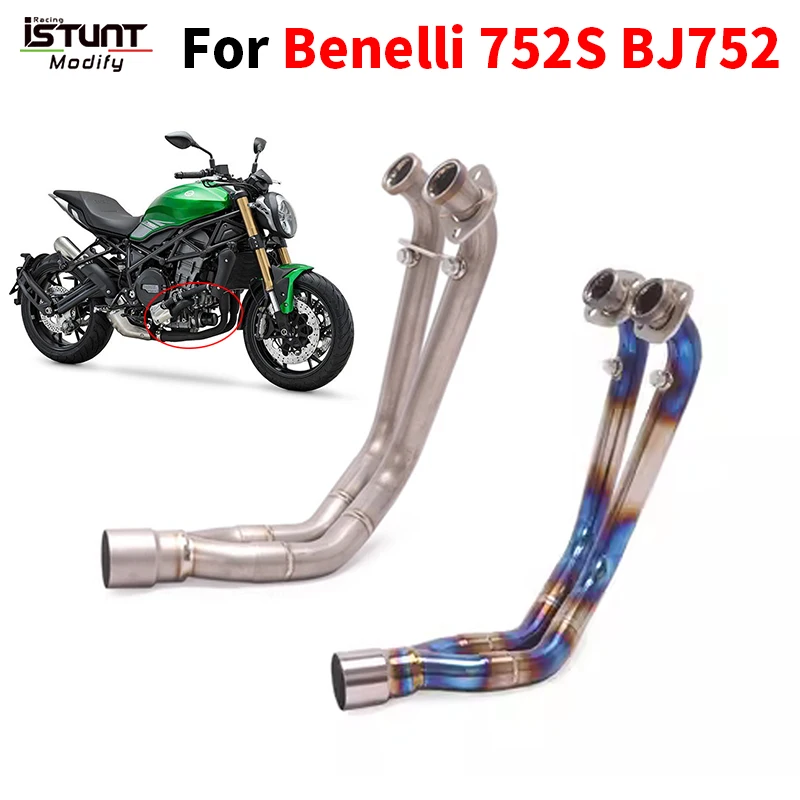 

Motorcycle Exhaust Full System Slip On For Benelli 752S Escape Modified Titanium Alloy Front Link Pipe Connect Original Muffler