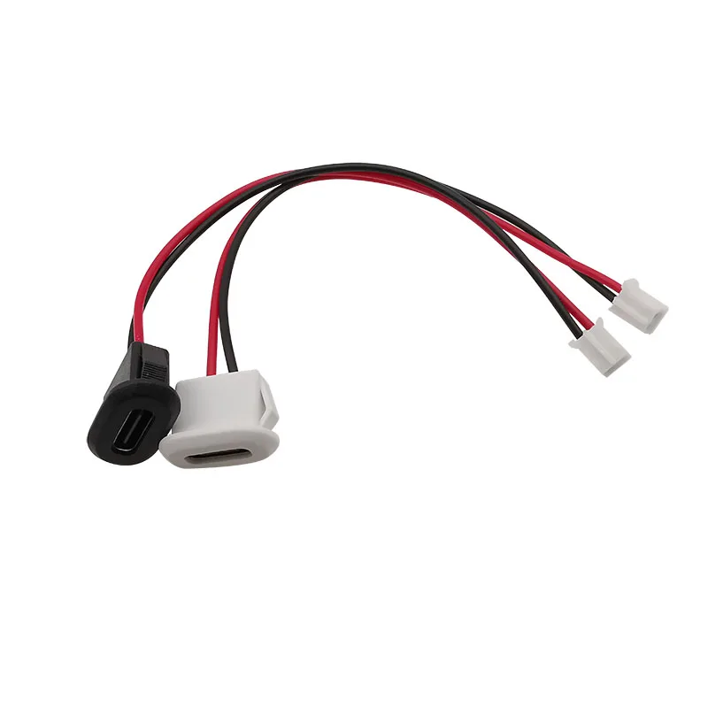 5 Stuks USB Type C Vrouwelijke Socket Oplaadpoort Snap-In Mount naar JST PH 2.0mm Pitch 2 Pin Plug Draad Kabel Connectors