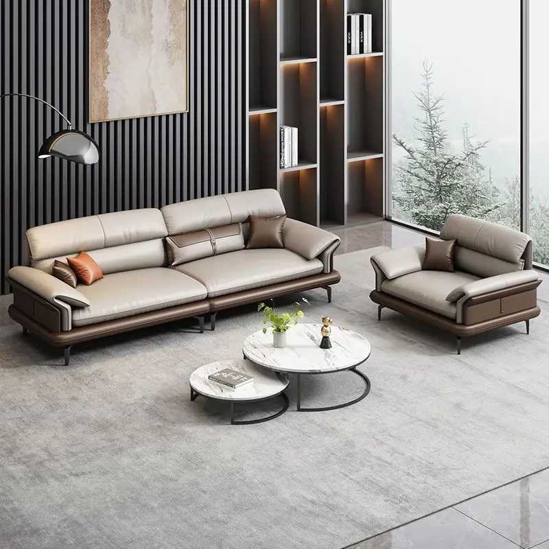 Fazhen leather business lounge VIP reception room sofa coffee table combo set