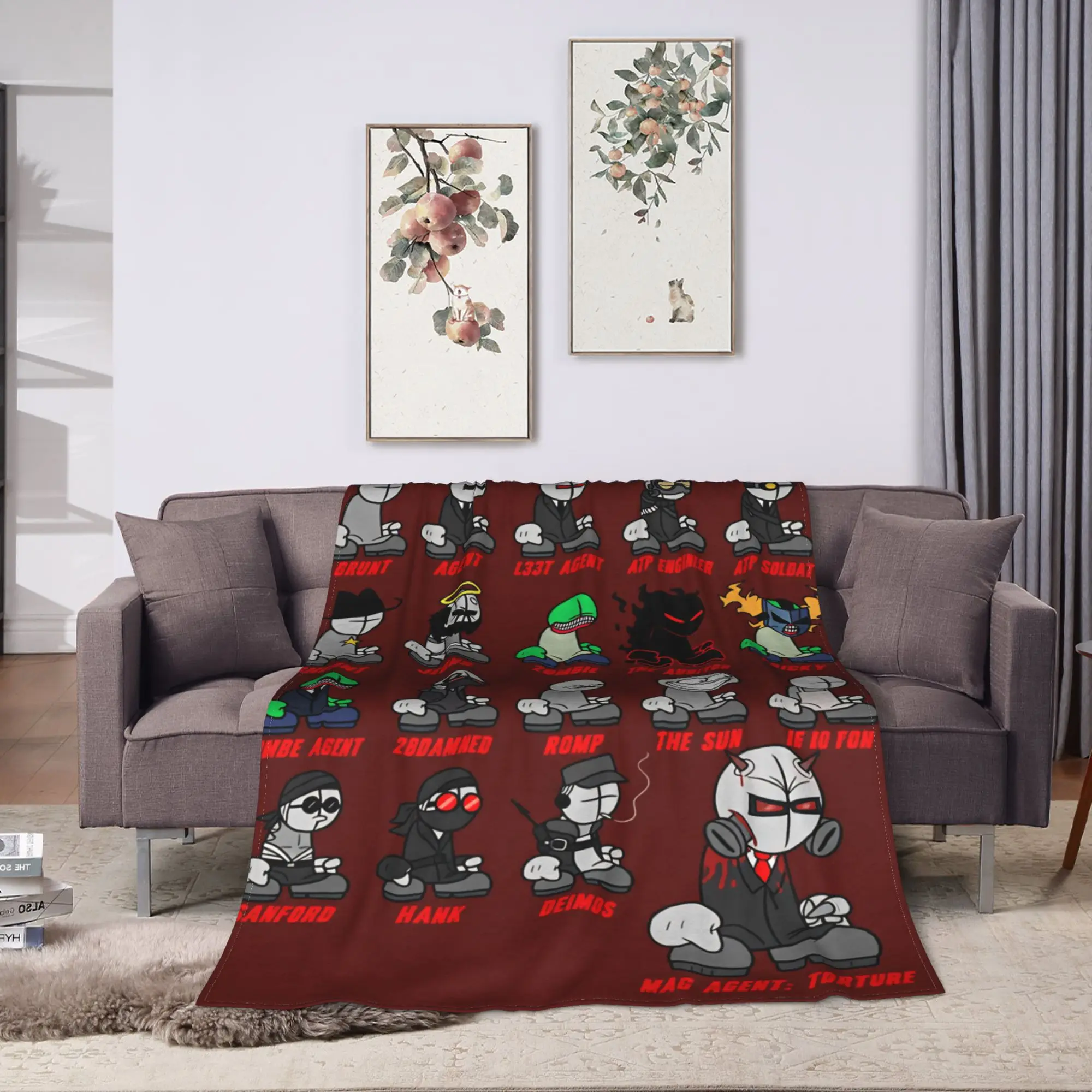 MADNESS COMBAT Anime Soft Warm Blanket  Boy Girl Plush Throw Blanket Comfortable Couch Chair Flannel Bedspread Sofa Bed Cover