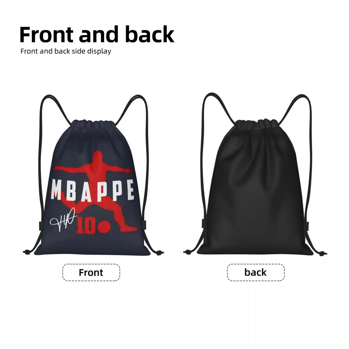 Custom Mbappes Drawstring Backpack Sports Gym Bag for Men Women KM Football Soccer Shopping Sackpack