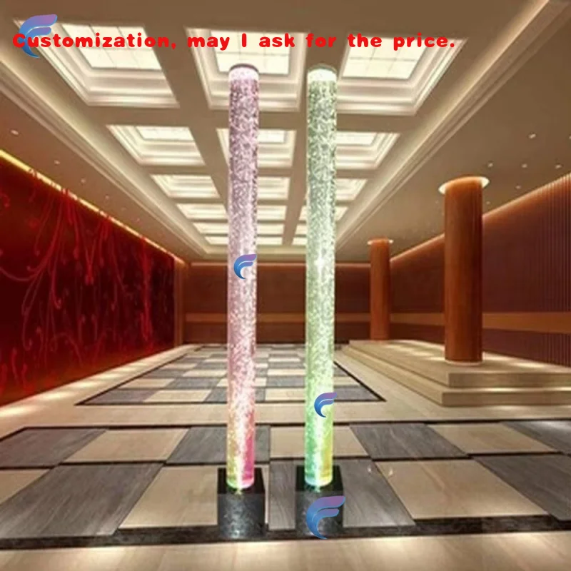 

custom.Hot Sale Color Changing Acrylic LED Bubble Pillar Tube Floor Standing Lamp