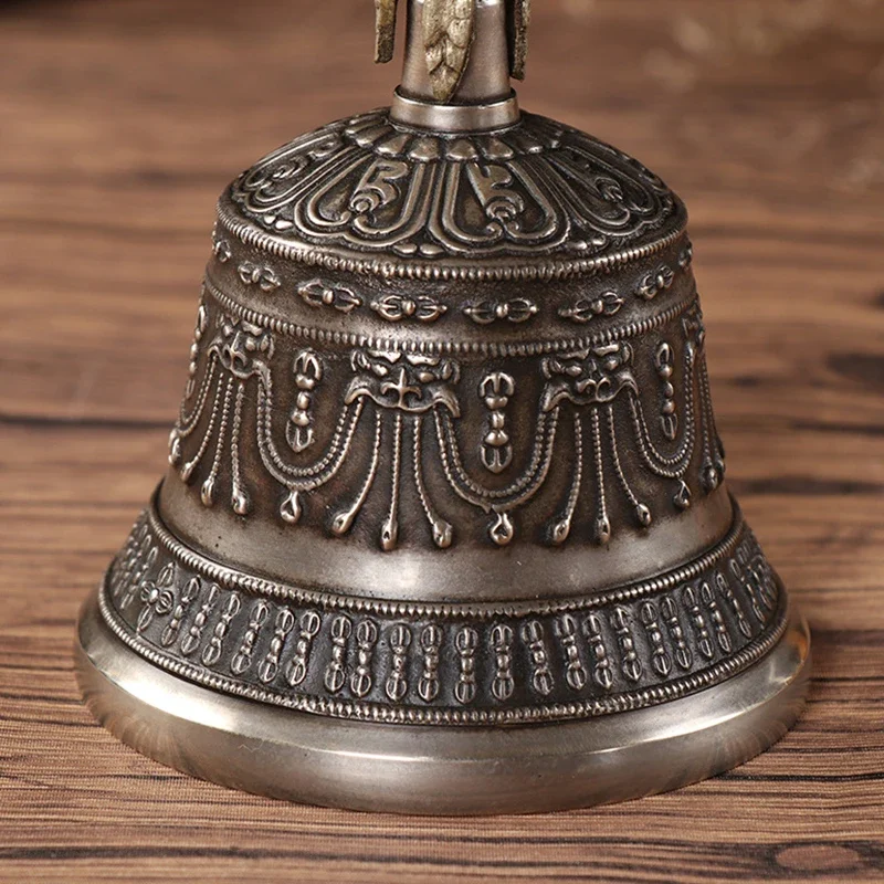 Nepal Tibetan Bells Handmade Carved Brass Vajra Bell Pestle Buddhist Meditation Chimes Handheld Tibetan Bell Sound Healing Gifts