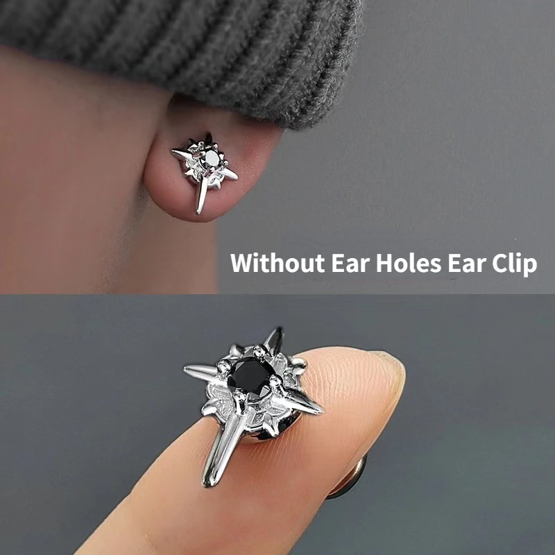 1Pair Fashion North Star Magnet Ear Clip for Men Without Ear Holes Earrings Women Simple Jewelry Daily Decoration