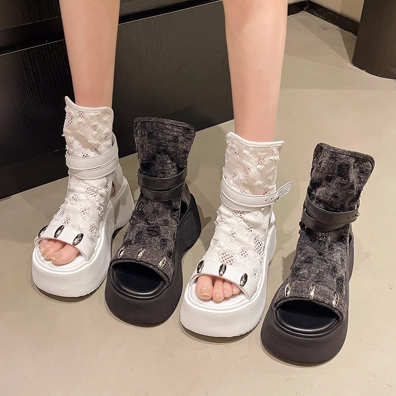 2025 New Trend Summer Boots Women's Sandals Fashion High Heels Platform Designer Shoes Women Pumps Dress Sandalias De Mujer