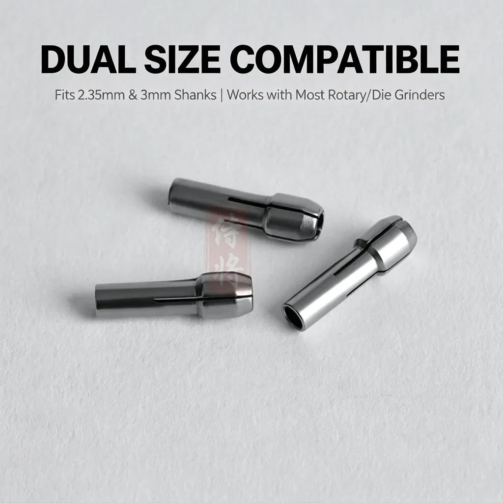 2.35mm /3mm Rotary Tool Collet Chuck - Pneumatic Electric Grinder Die Grinder Chuck Adapter, 3-Jaw Lock Nozzle for Engraving Pen view 2